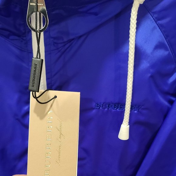 Burberry Blue Hooded Raincoat (Unisex) - Picture 2 of 7